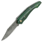 Timber Wolf Emerald Green Pakkawood & Damascus Steel Folding Pocket Knife