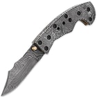 Timber Wolf Damascus Twist Clip Point Folding Pocket Knife With Sheath
