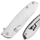 This assisted opening knife has both a stainless steel blade and stainless steel handle.