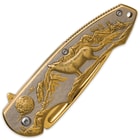 Timber Wolf Moonlight Hunter Assisted Opening Pocket Knife - Gold