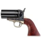 It has a casehardened steel frame with genuine walnut grips and a brass backstrap and trigger guard