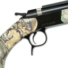 The muzzleloader also features the Quick-Release Breech Plug, a trigger-guard actuated breeching lever and a reversible cocking spur