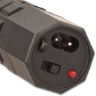 The 7 1/4” overall, rechargeable stun gun can be easily carried in its nylon belt holster and a charging cord is included