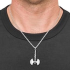 Barbarian Warlord Double-Edged Battle Axe Necklace