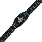 Stainless Steel Masonic Blue Carbon Fiber Bracelet
