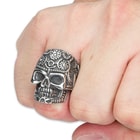 Stainless Steel Sugar Skull Ring