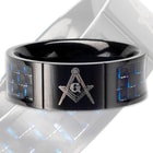 Masonic Blue Carbon Fiber Ring
