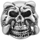 "Reptiphobia" - Scaly Clawed Hands Grasp Skull - Men's Stainless Steel Ring - Size 9