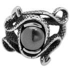Black Serpent Stainless Steel Men's Ring - Size 10