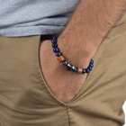 Lapis Bead Bracelet - Genuine Lapis Lazuli Beads with Wooden Accents