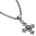 Wreathed Skull Cross Pendant on Chain - Stainless Steel Necklace