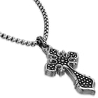 Studded Cross Pendant on Chain - Stainless Steel Necklace