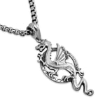 Winged Dragon Pendant on Chain - Stainless Steel Necklace
