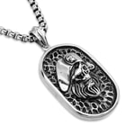 Embellished Pirate Pendant on Chain - Stainless Steel Necklace