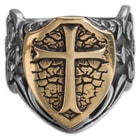 Twisted Roots Golden Shield Stainless Steel Men's Ring 