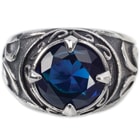 Twisted Roots Calypso Stainless Steel Men's Ring with Blue Cut Stone
