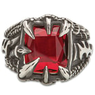 Dragon Claw Ruby Ring - Stainless Steel Construction, Faux Ruby, Remarkable Detail, Corrosion Resistant - Size 11