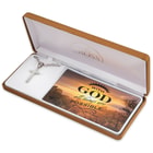 Classic Cross on Chain - Stainless Steel Necklace in Plush Hinged Gift Box - Inspirational Card