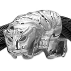 Men's Stainless Steel Jaguar Bracelet with Black Cable Band