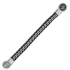Men's Braided Black Genuine Leather Bracelet with Stainless Steel Masonic Accent