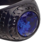 Men’s Black Stainless Steel Ring With Blue Jewel Center