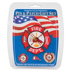 Fire Department / Firefighters Lapel Pin and Iron-on Patch Gift Set