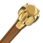 Simple and good looking, the stout solid hardwood shaft is topped with a heavy, solid brass knob with a polished finish