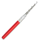 Red Fishing Pen - Compact Rod And Reel, Aluminum Alloy And Fiberglass Construction, Realistic Pen Case, Rod Expands To 38”