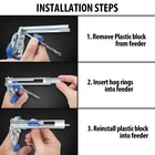 This auto loading hog ring plier makes tasks like fence mending and feed bag sealing a breeze. This image shows how to correctly load an auto loading hog ring plier.