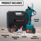 The tree trimmer shown with its case and accessories