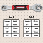 The different sizes that the spanner wrench offers