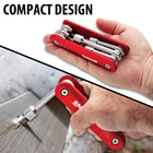 The compact design of the tool and it being used.