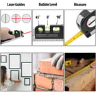 Full image showing the functions of the Measuring Tape Laser Level Tool.