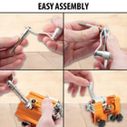 Full image showing how to easily assemble the Portable Chainsaw Sharpener.