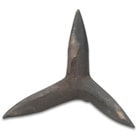 The caltrop is crafted of solid iron and has four piercing points, highly capable of piercing vehicle tires, when necessary