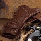 Western Justice Hand-Tooled Mahogany Leather Holster - Right Hand