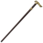 Angled image of the Axios Gold Forged Sword Cane.