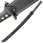 Kojiro Knight Terror Ninja Katana / Samurai Sword - 1065 Carbon Steel - Black Genuine Leather; Iron Tsuba - Leather Shoulder Scabbard - Full Tang, Tactical, Functional, Battle Ready - 39 1/2" 