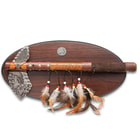 Eagle Tomahawk With Wooden Display Plaque - Aluminum Alloy Tomahawk Head, Pakkawood Shaft, Feather And Beads Accent - Length 17”