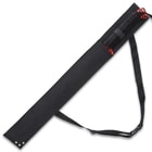 The 27” overall tactical ninja sword can be carried and stored in a tough nylon sheath with adjustable shoulder strap