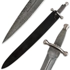 Timber Wolf Wire Wrapped Medieval Fortress Damascus Sword