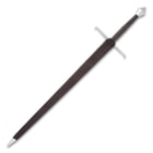 The Italian Long Sword is shown sheathed with metal tip detail.