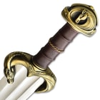 A detailed view of the sword's handle