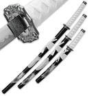 Ghost Katana 3-Piece Carbon Steel Sword Set with Display Stand