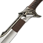 Showing details on blade and handle of the sword