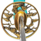 Shinwa Regal Katana Green Sword And Scabbard - Damascus Steel Blade, Genuine Ray Skin - Length 40 3/4"