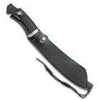 The tactical parang is 19 1/2” in overall length and it comes housed in a premium, reinforced genuine leather belt sheath