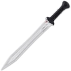 The sword has a keenly sharp, 18 1/4” D2 tool steel blade with a fuller and weight-reducing thru-holes