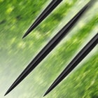 The three Black Lightning Spikes made of solid black metal are shown flying on a green background.