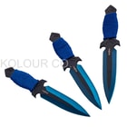 Perfect Point Two-Tone Black And Blue Three-Piece Throwing Knife Set